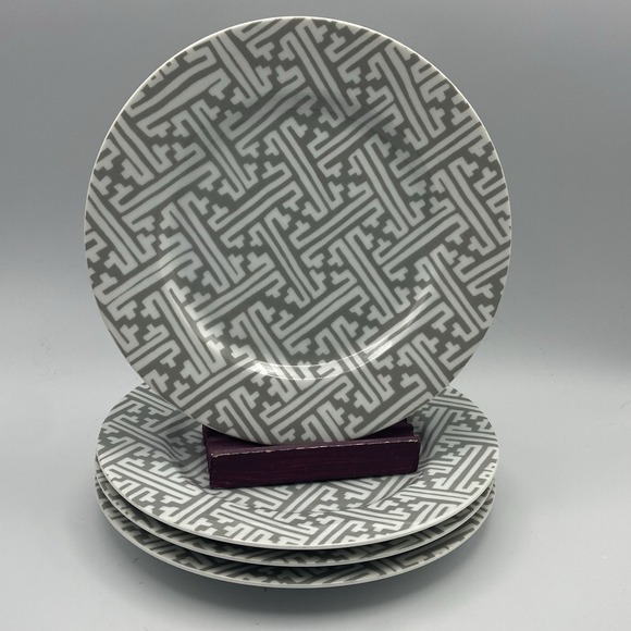 Fitz & Floyd Other - Fitz & Floyd Oriental Geometric Gray Salad Plates Set of Four